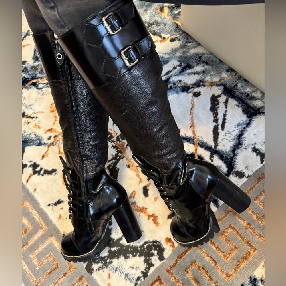 Louis Vuitton star trail knee boots black leather